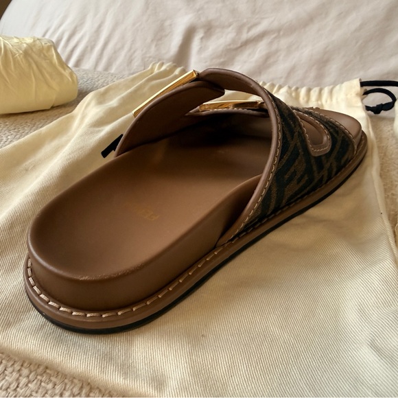 Brown FF fabric Slides - Picture 8 of 11